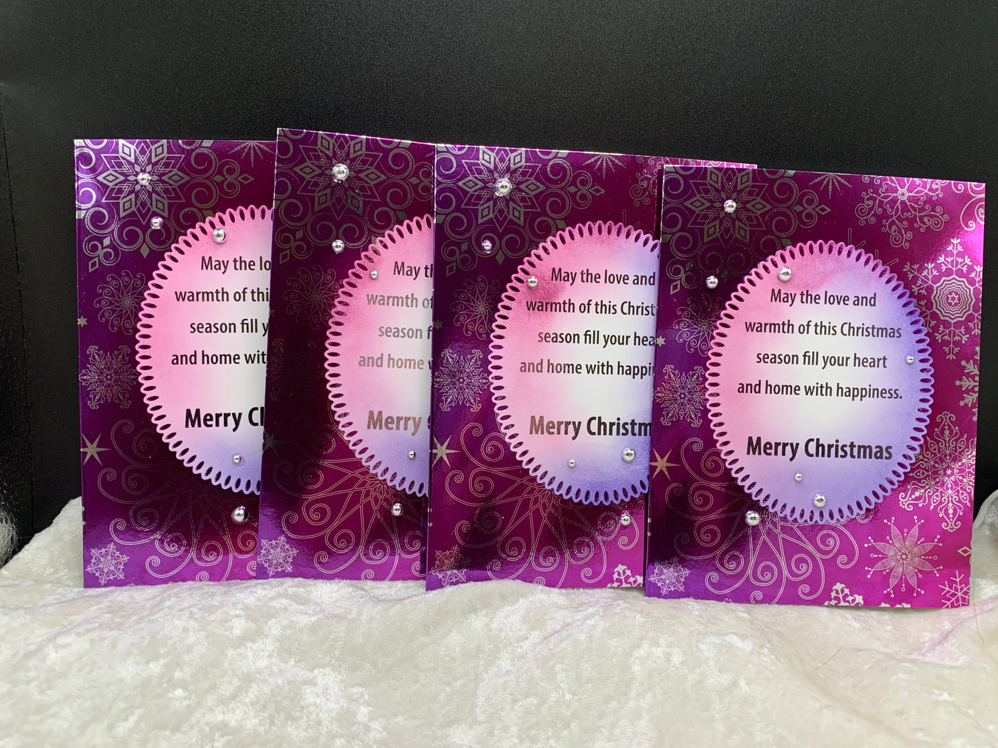 Snowflake Mirrored Christmas Cards, Set of 4